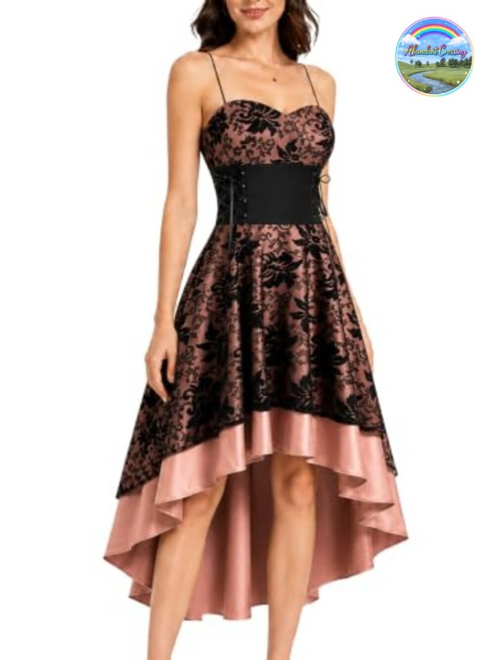 High Low Lace Steampunk Corset Dress Spaghetti Strap Gothic Costume